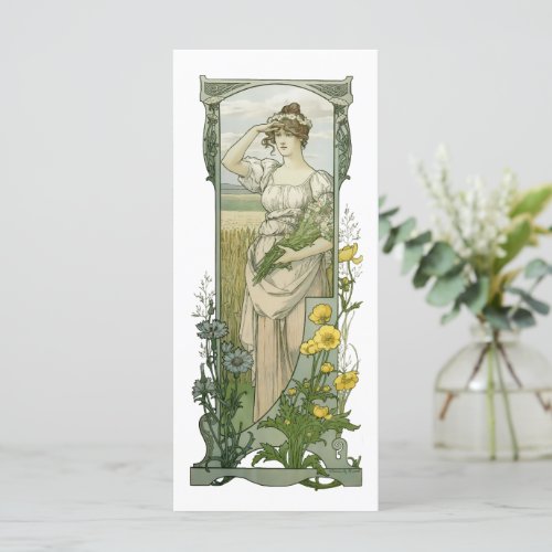 Vintage Art Nouveau Woman With Flowers by Sonrel Card