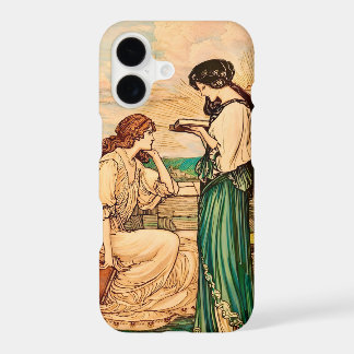 Vintage Art Nouveau Women Reading by the Sea  iPhone 17 Case