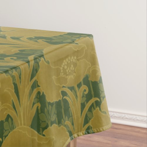 Vintage Art Nouveau Yellow Poppies Pattern Tablecloth