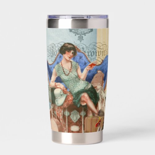 Vintage Art of Flapper Girl in 1920s Paris Insulated Tumbler