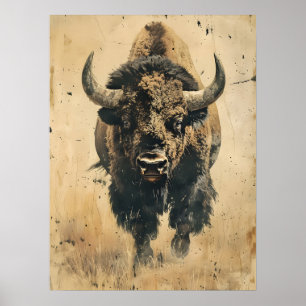 Vintage Art of the Bison Poster