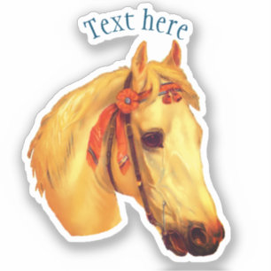Vintage Art Palomino Horse Personalized Sticker