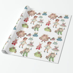 Vintage Art Paper Doll. Cute paper cutout doll.