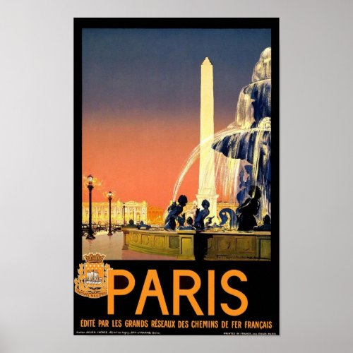 Vintage art Paris Luxor Obelisk Poster