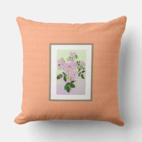 Vintage_Art_Peach__Lavender__Spring__Lumbar M_L Throw Pillow