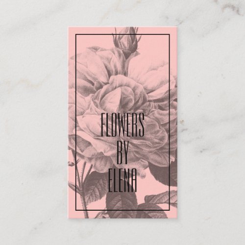 Vintage art pink floral rose flowers girly florist business card