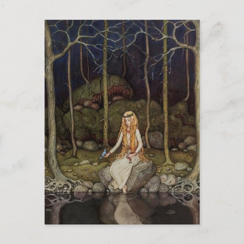 Vintage Art Princess in the Forest Kids Art Postcard