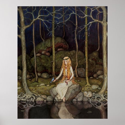 Vintage Art Princess in the Forest Kids Art Poster