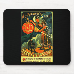 Vintage Art Retro Halloween Witch Mouse Pad