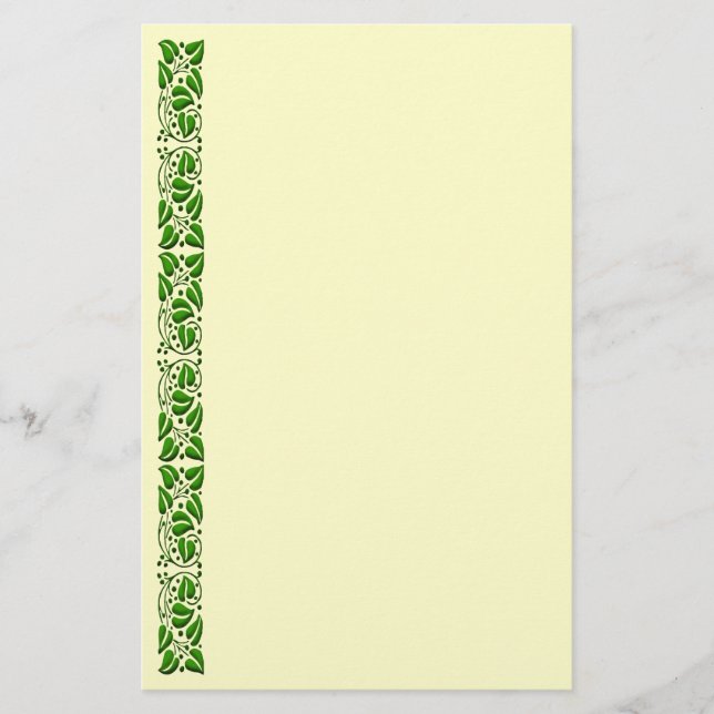 Vintage Art Scrolling Leaf Border Stationery (Front)
