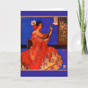 Vintage Art Senorita with Guitar Notecards