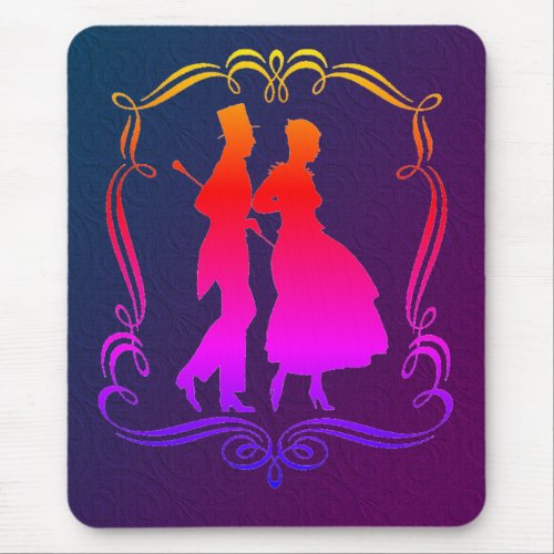 Vintage Art Silhouette Elegant Man And Woman  Mouse Pad