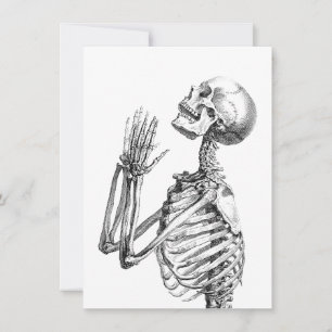Vintage Art Skull Skeleton Illustration, Skull Holiday Card