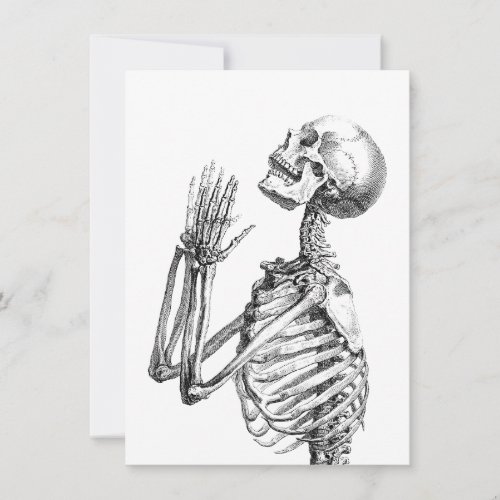 Vintage Art Skull Skeleton Illustration Skull Holiday Card