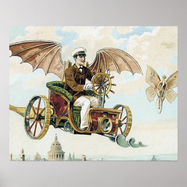 vintage art steam punk flying machines poster (Front)