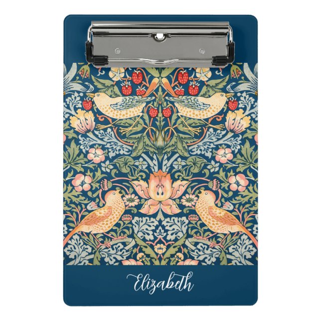 Vintage Art, Strawberry Thief, Script Name Mini Clipboard (Front)