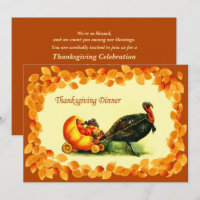 Vintage Art Thanksgiving Dinner Invitations