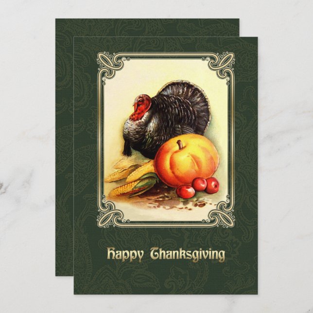 Vintage Art Thanksgiving Dinner Invitations (Front/Back)