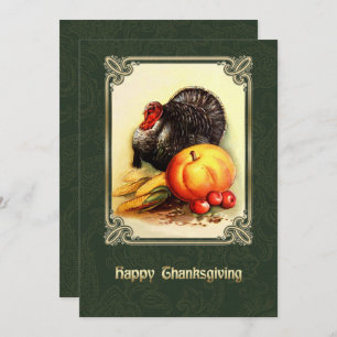 Vintage Art Thanksgiving Dinner Invitations