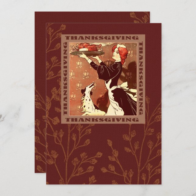 Vintage Art Thanksgiving Dinner Invitations (Front/Back)