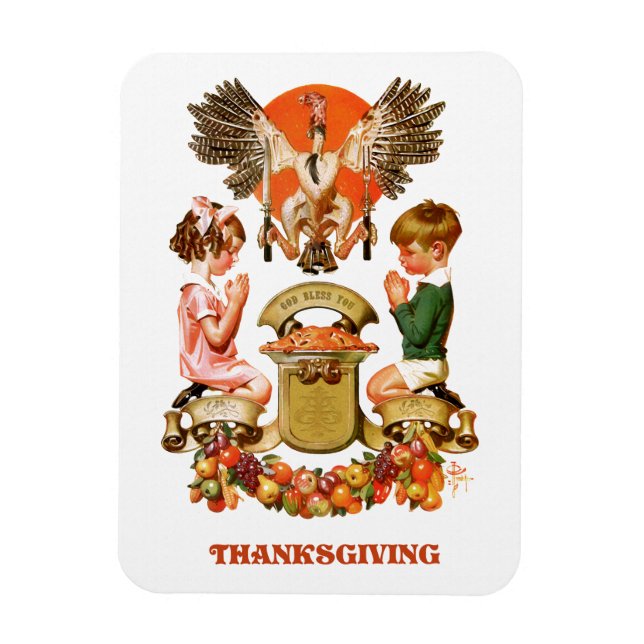 Vintage Art Thanksgiving Gift Magnets (Vertical)