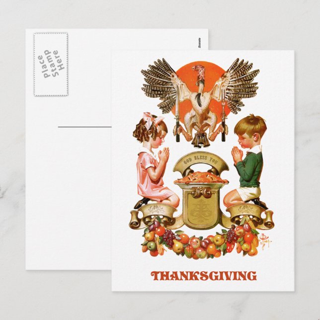 Vintage Art Thanksgiving Postcards (Front/Back)