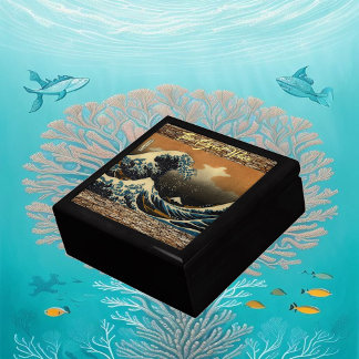 Vintage Art The Great Wave Japanese Artist Ocean Gift Box
