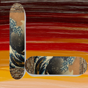 Vintage Art The Great Wave Japanese Artist Ocean Skateboard