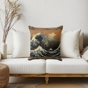Vintage Art The Great Wave Japanese Artist Ocean  Throw Pillow