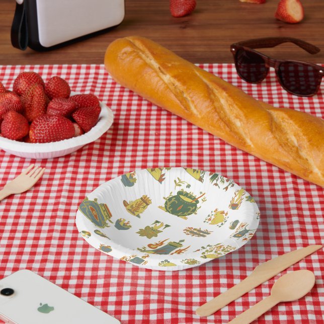 Vintage Art Themed Paper Plates Bowls (Picnic)