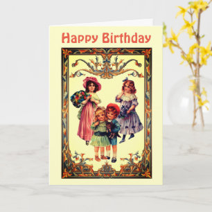 Vintage Art Victorian Children Birthday Card