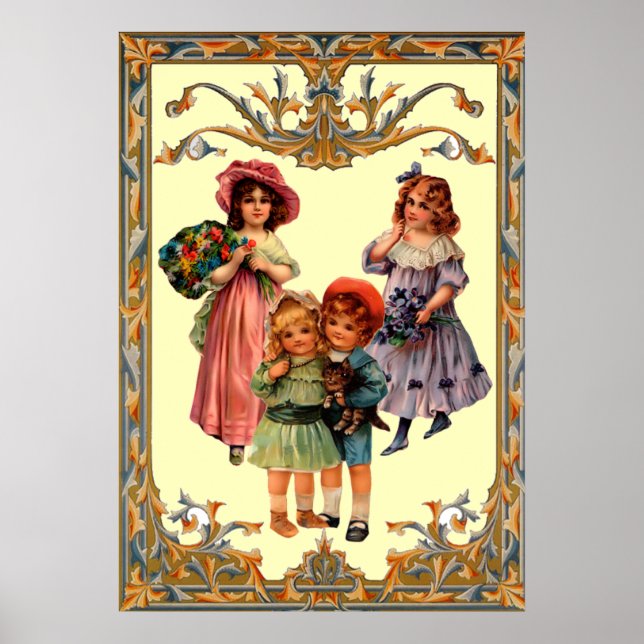 Vintage Art Victorian Children Poster Print (Front)