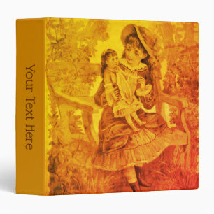 Vintage Art Victorian Girl With Doll Personalized 3 Ring Binder