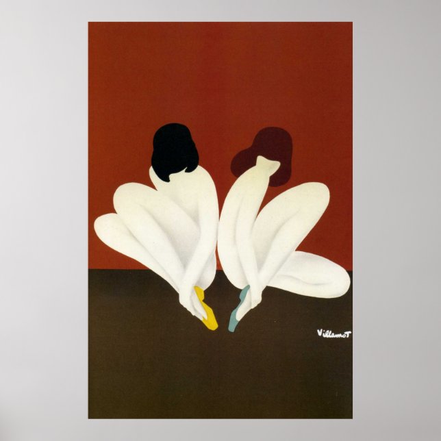 Vintage Art Villemot/ Bally Lotus Poster Print (Front)