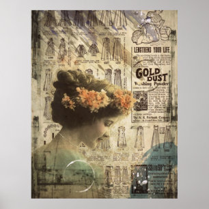 Vintage Art Woman She Longs For The Day Large Poster