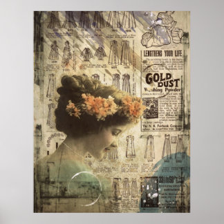 Vintage Art Woman She Longs For The Day Large Poster