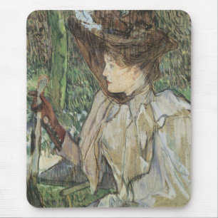 Vintage Art, Woman with Gloves by Toulouse Lautrec Mouse Pad