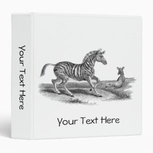 Vintage Art Zebra And Foal Animal Personalized 3 Ring Binder