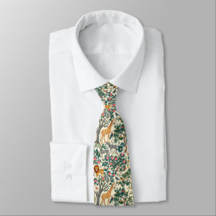 Vintage art, zebras giraffes, flamingo, birds, lio neck tie