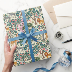 Vintage art, zebras giraffes, flamingo, birds, lio wrapping paper