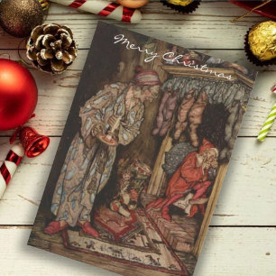 Vintage Arthur Rackham Christmas Greetings Holiday Card