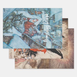 Vintage Arthur Rackham Christmas Wrapping Paper Sheets
