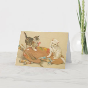 Vintage Artist Kitten Note Card