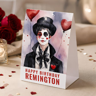 Vintage Artistic Birthday Centerpiece Custom Name Paper Table Tent