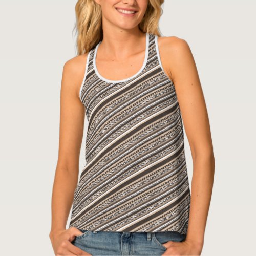 vintage artistic drawing pattern tank top