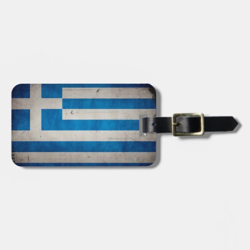 Vintage Artistic Grunge Greece Flag Luggage Tag