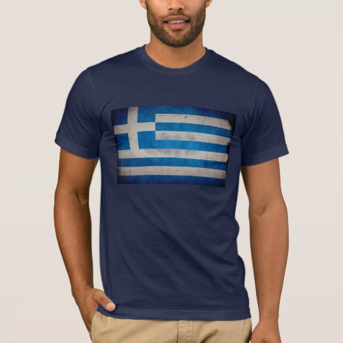 Vintage Artistic Grunge Greece Flag T_Shirt