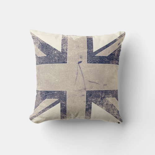 Vintage Artistic Grunge UK Flag Throw Pillow