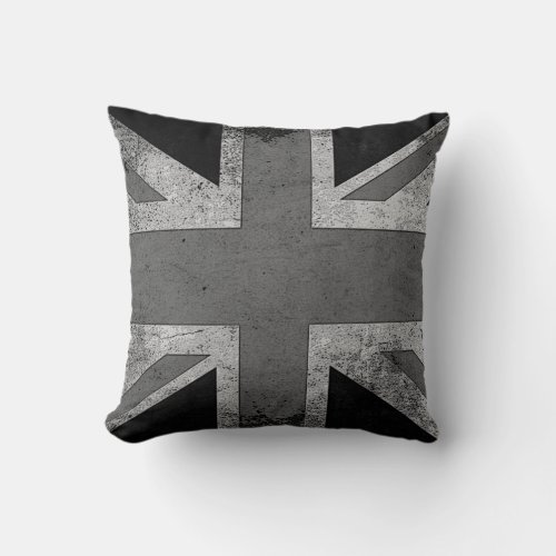 Vintage Artistic Grunge UK Flag Throw Pillow