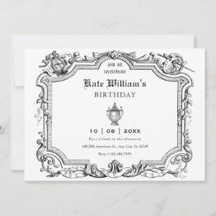 Vintage artistic line art invitation